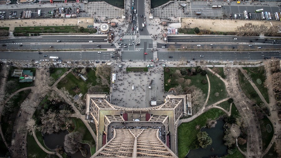 scary view of the eiffel tower