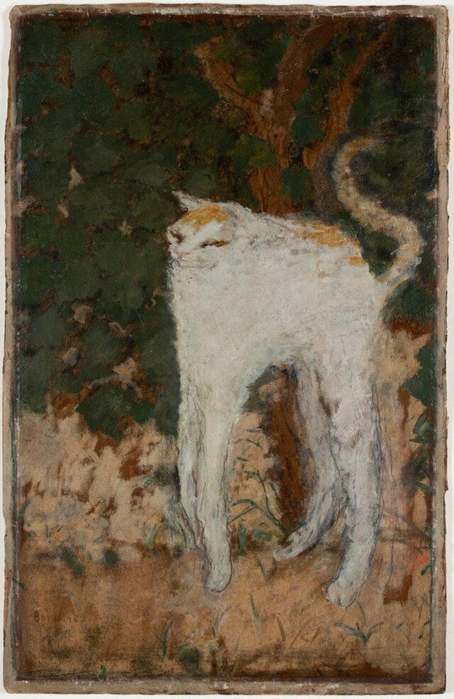 le chat blanc, an image of the ridiculously long cat by Pierre Bonnard