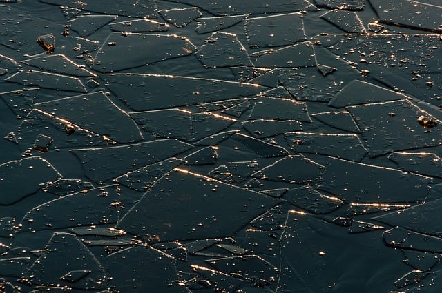 a frozen body of water